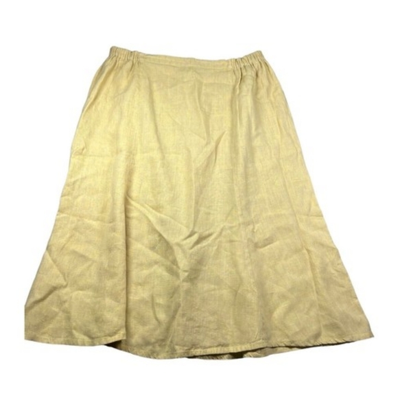 Flax Dresses & Skirts - FLAX knee/mid length butter yellow linen skirt